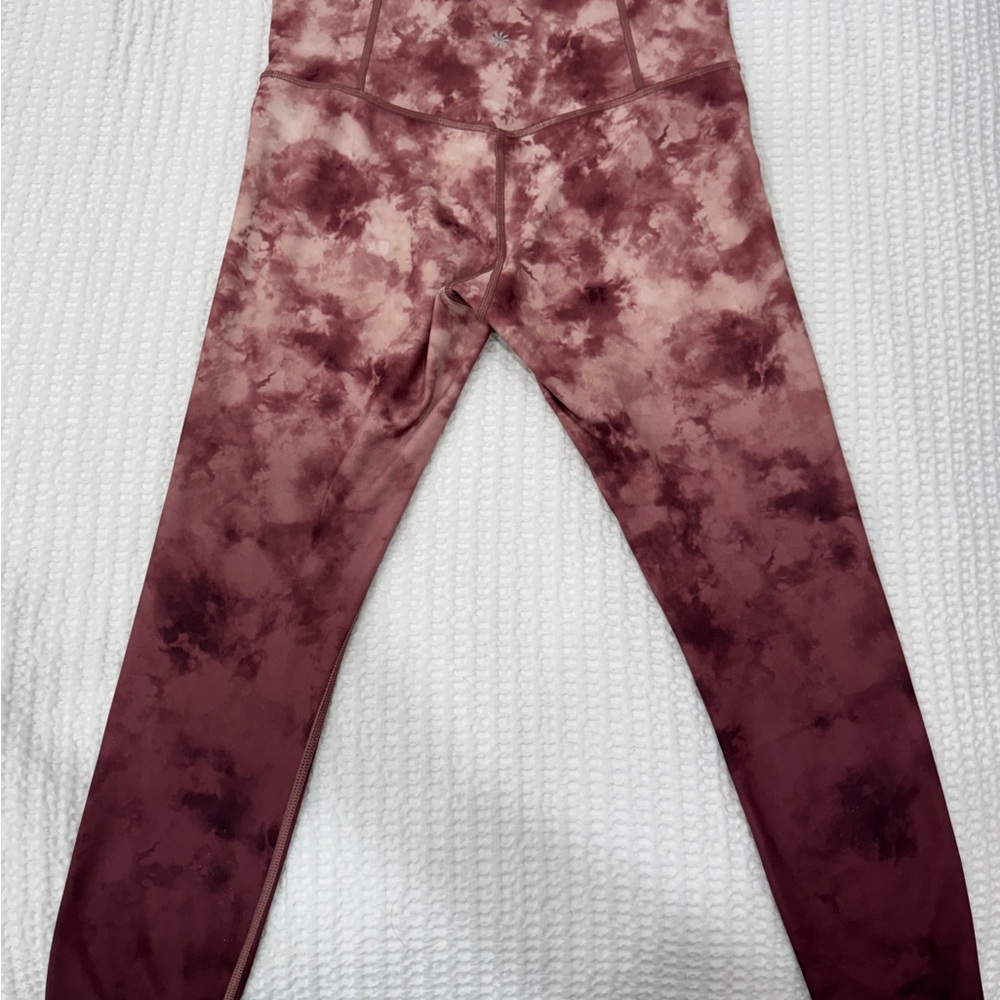Athleta Women's Tie-Dye Leggings in Pink and Brown